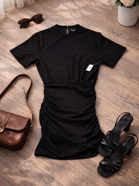 Abercrombie & Fitch Ruched Bodycon Mini Dress Black Size S NWT